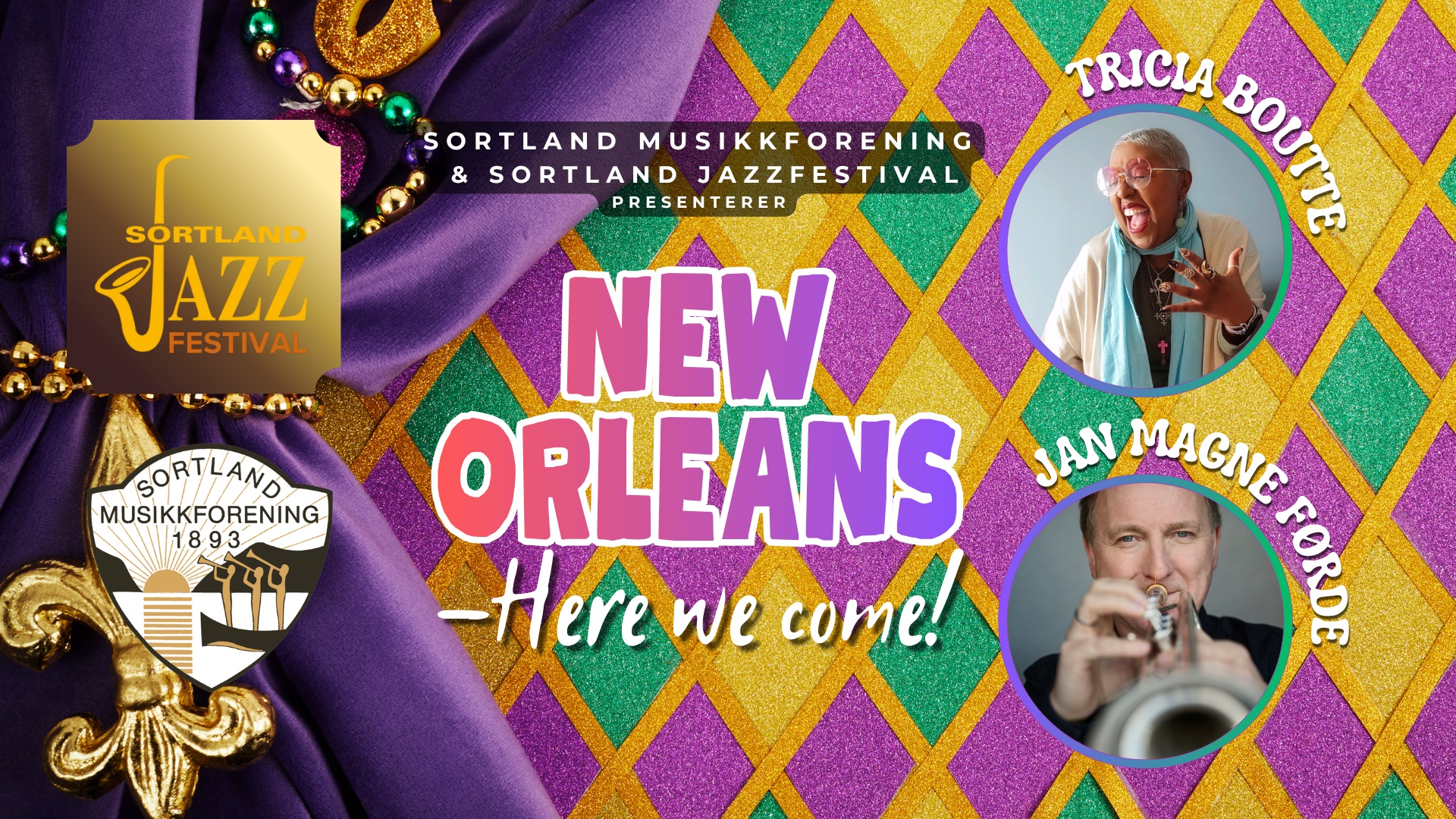 New Orleans - here we come! -Tricia Boutté, Jan Magne Førde og Sortland musikkforening